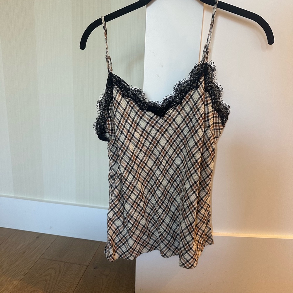 Plaid Lace Trim Cami Top